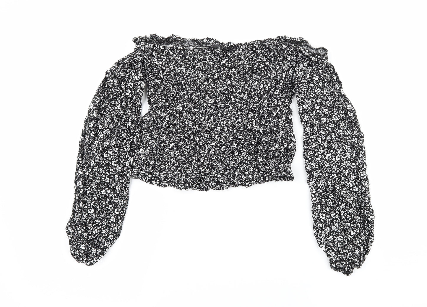 New Look Womens Black Floral  Basic Blouse Size 8