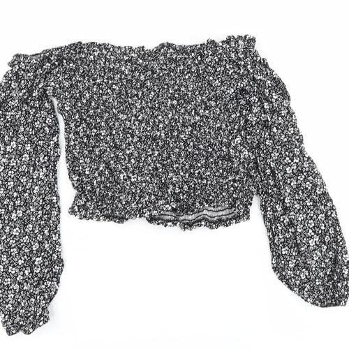 New Look Womens Black Floral  Basic Blouse Size 8