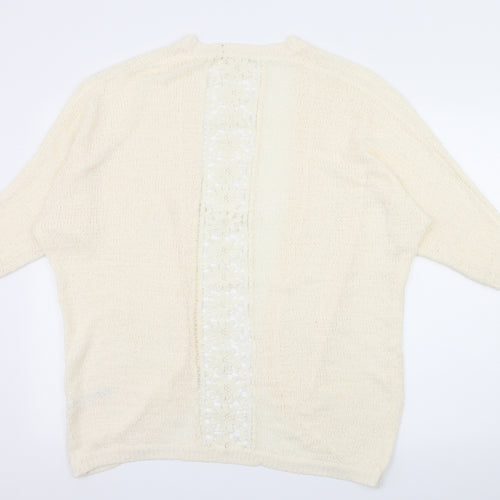 George Womens Ivory  Knit Cardigan Jumper Size M  - Lace detail