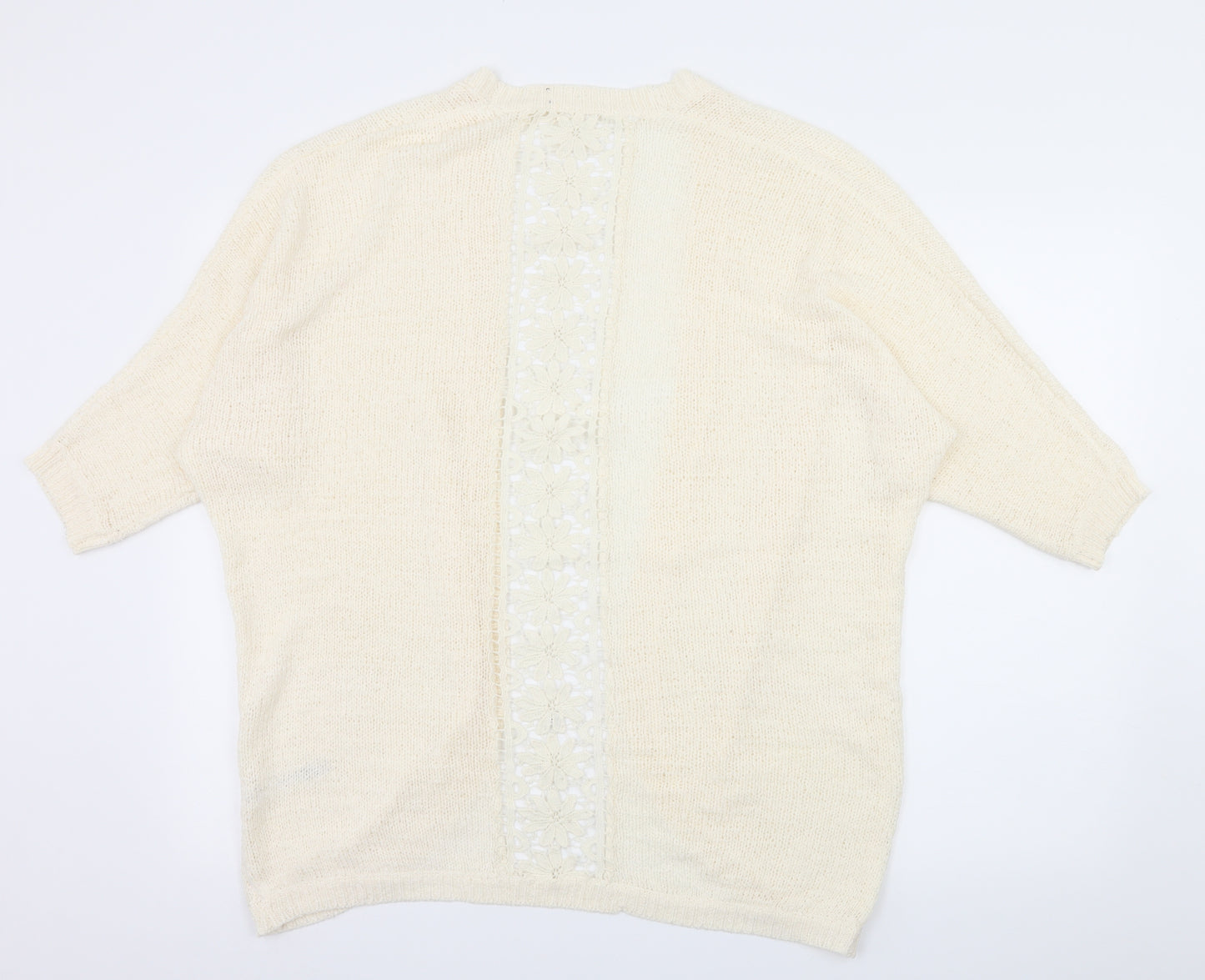 George Womens Ivory  Knit Cardigan Jumper Size M  - Lace detail