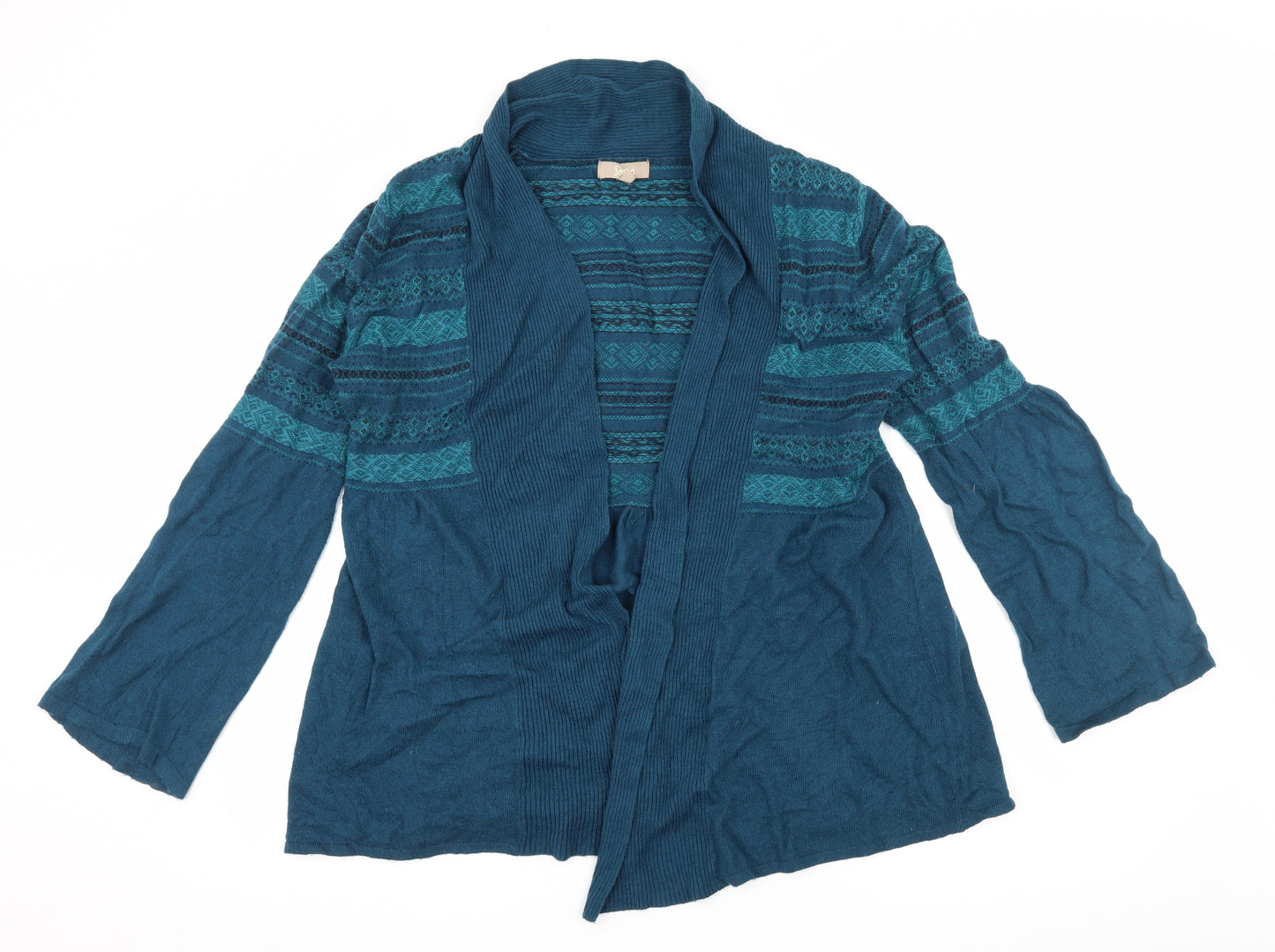 Soon Womens Blue Striped Knit Cardigan Jumper Size 16