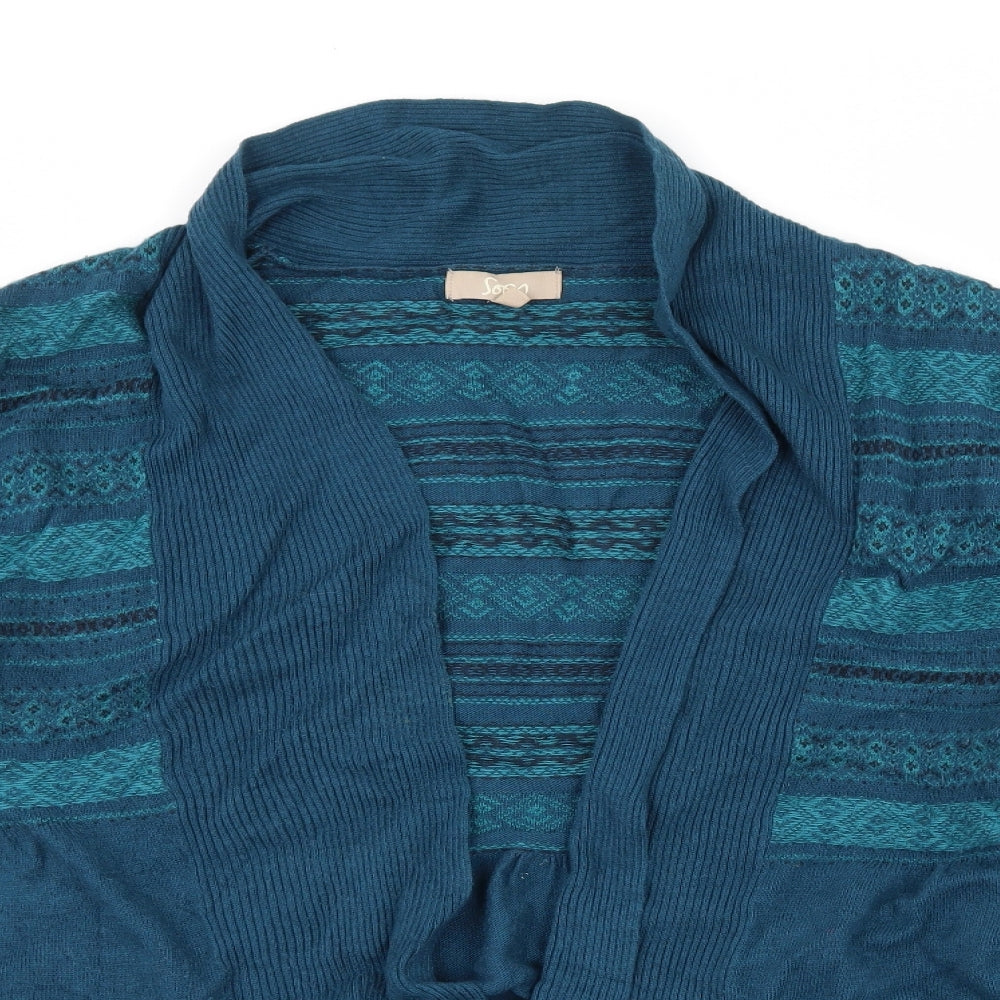 Soon Womens Blue Striped Knit Cardigan Jumper Size 16
