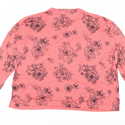 Marks and Spencer Womens Pink Floral Knit Pullover Jumper Size L