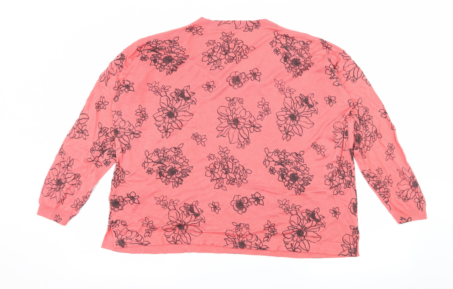 Marks and Spencer Womens Pink Floral Knit Pullover Jumper Size L