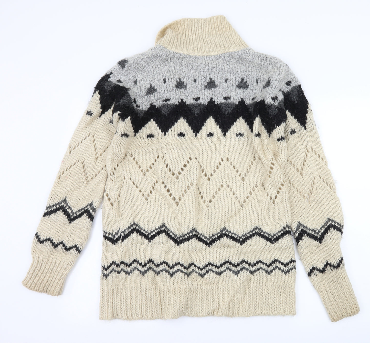 Topshop Womens Beige Striped Knit Cardigan Jumper Size 12