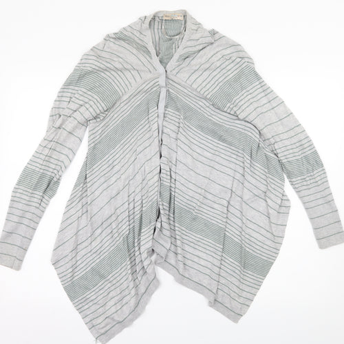Marks and Spencer Womens Grey Striped Knit Cardigan Jumper Size 14