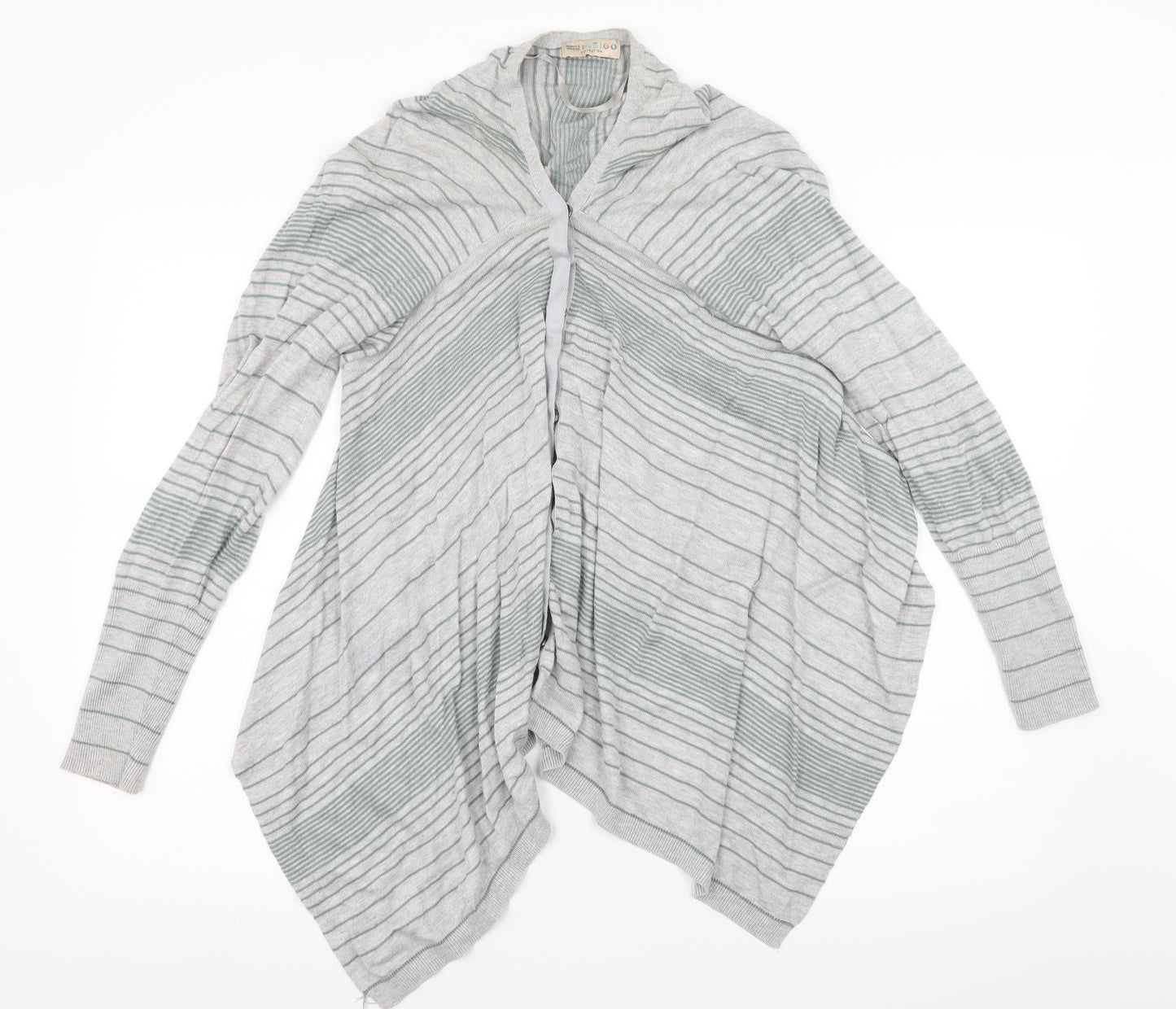 Marks and Spencer Womens Grey Striped Knit Cardigan Jumper Size 14
