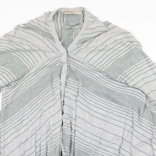 Marks and Spencer Womens Grey Striped Knit Cardigan Jumper Size 14