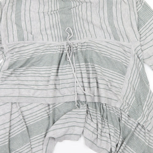 Marks and Spencer Womens Grey Striped Knit Cardigan Jumper Size 14