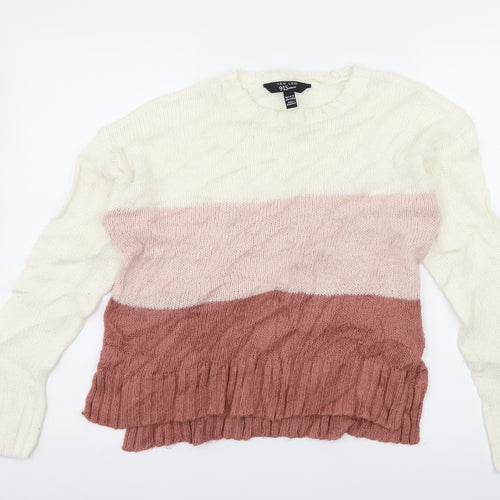 New Look Girls Ivory Striped Knit Pullover Jumper Size 14-15 Years