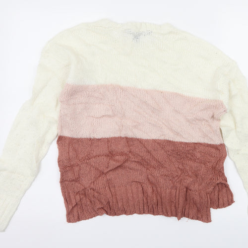 New Look Girls Ivory Striped Knit Pullover Jumper Size 14-15 Years