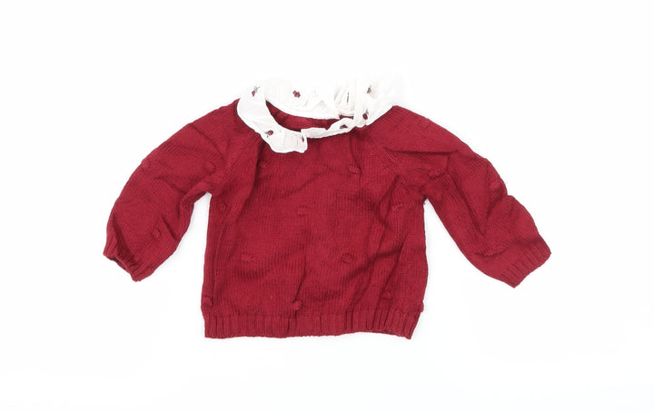 Nutmeg Girls Red Knit Pullover Jumper Size 0-3 Months