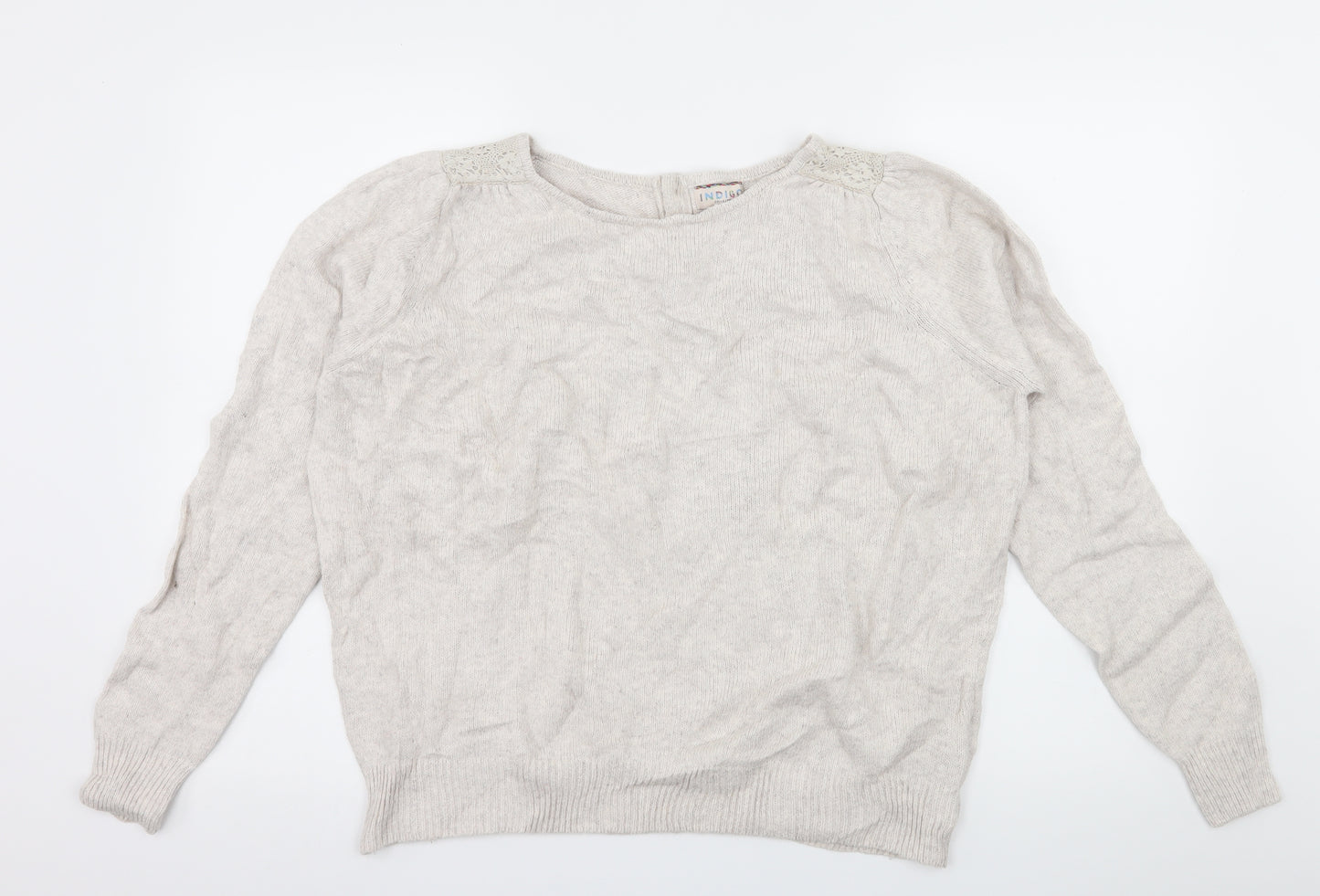 Marks and Spencer Womens Ivory  Knit Pullover Jumper Size 16  - Crochet detail