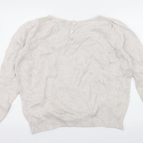 Marks and Spencer Womens Ivory  Knit Pullover Jumper Size 16  - Crochet detail