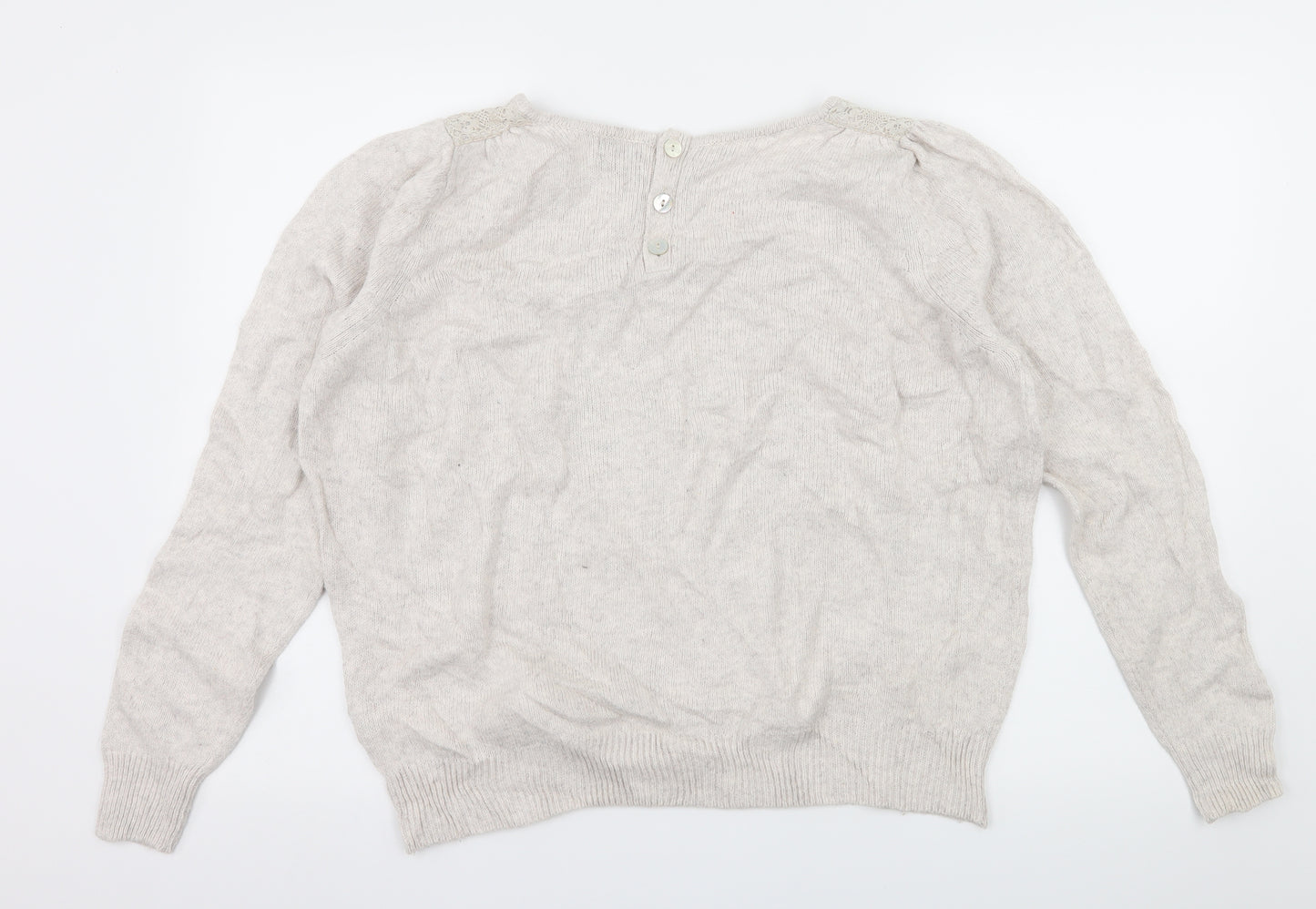Marks and Spencer Womens Ivory  Knit Pullover Jumper Size 16  - Crochet detail