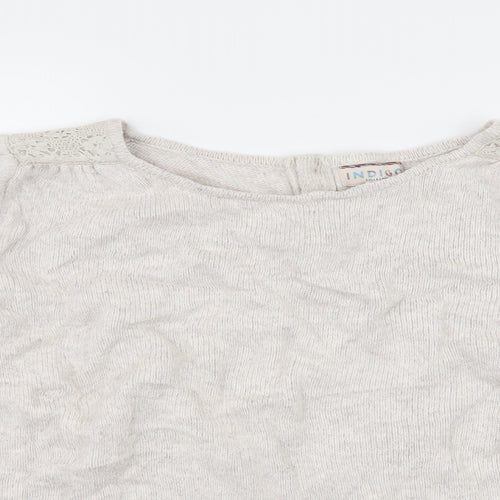 Marks and Spencer Womens Ivory  Knit Pullover Jumper Size 16  - Crochet detail