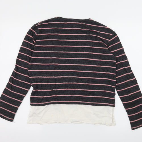 Here + There Girls Green Striped Knit Pullover Jumper Size 13-14 Years