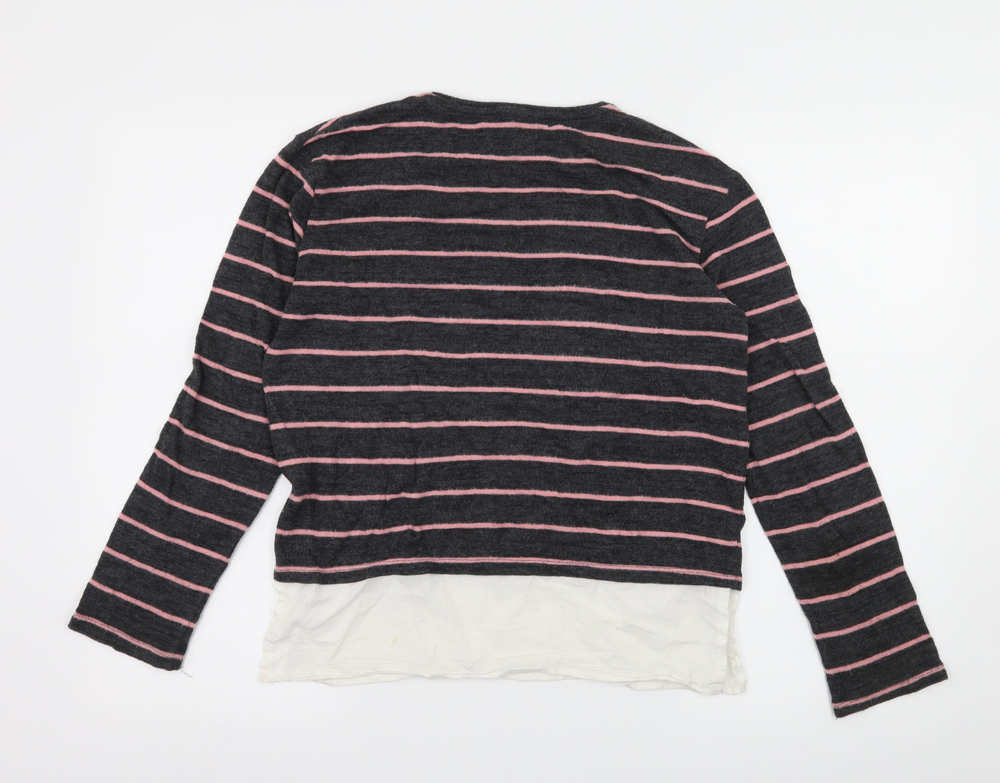 Here + There Girls Green Striped Knit Pullover Jumper Size 13-14 Years