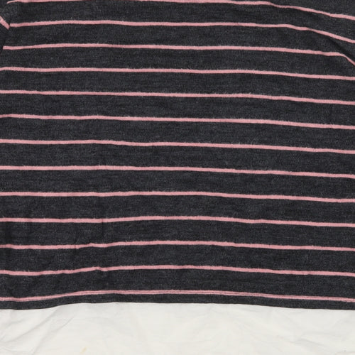 Here + There Girls Green Striped Knit Pullover Jumper Size 13-14 Years