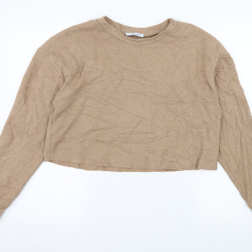 Zara Womens Brown  Jersey Pullover Sweatshirt Size S