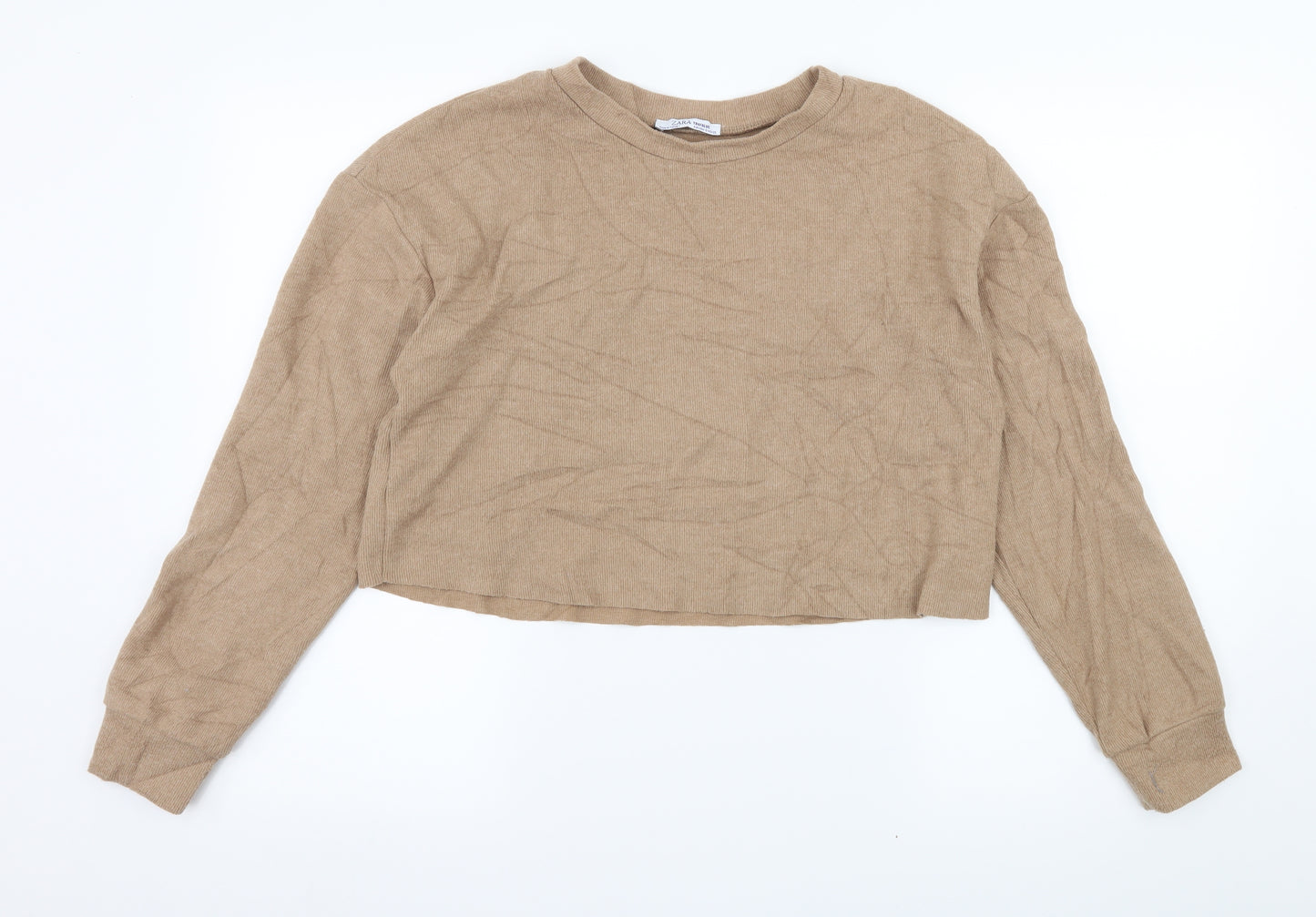 Zara Womens Brown  Jersey Pullover Sweatshirt Size S