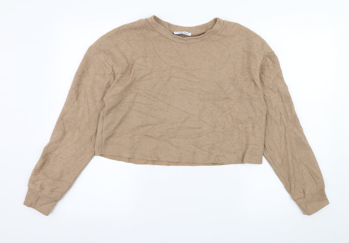 Zara Womens Brown  Jersey Pullover Sweatshirt Size S