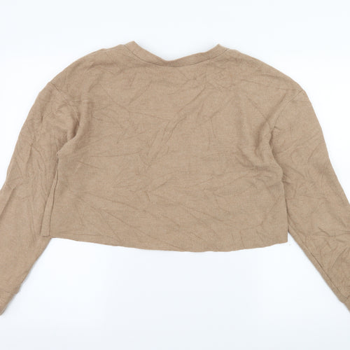 Zara Womens Brown  Jersey Pullover Sweatshirt Size S