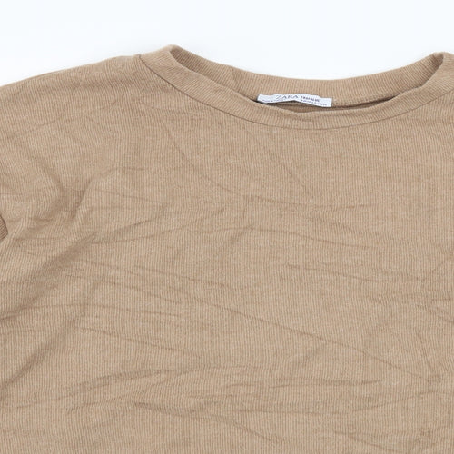 Zara Womens Brown  Jersey Pullover Sweatshirt Size S