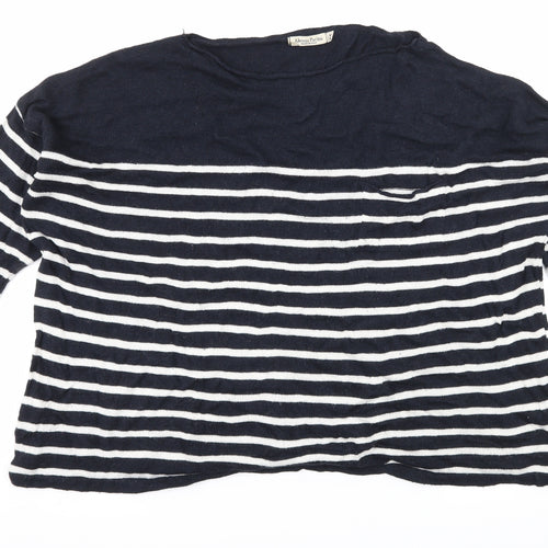 Alessia Pacini Womens Blue Striped Knit Pullover Jumper Size M