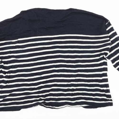 Alessia Pacini Womens Blue Striped Knit Pullover Jumper Size M