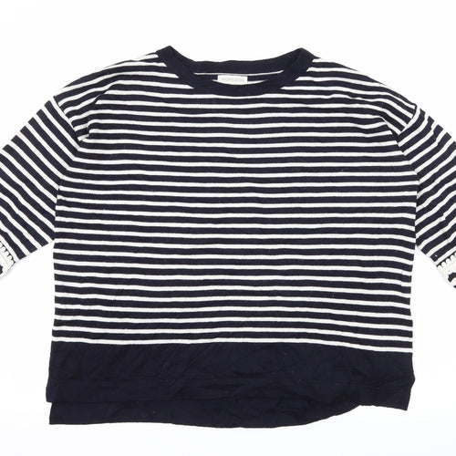 Monsoon Womens Blue Striped Knit Pullover Jumper Size M