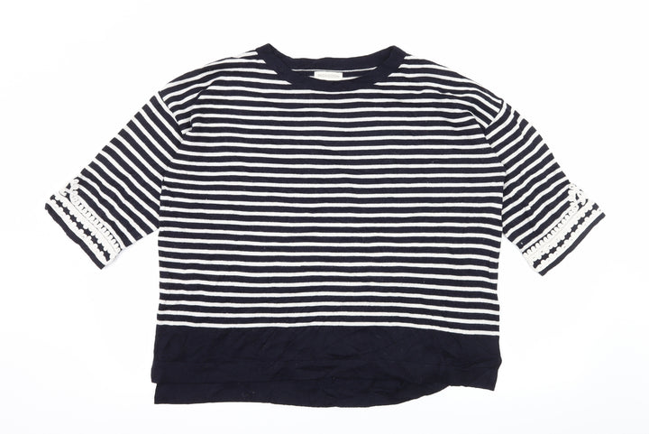 Monsoon Womens Blue Striped Knit Pullover Jumper Size M