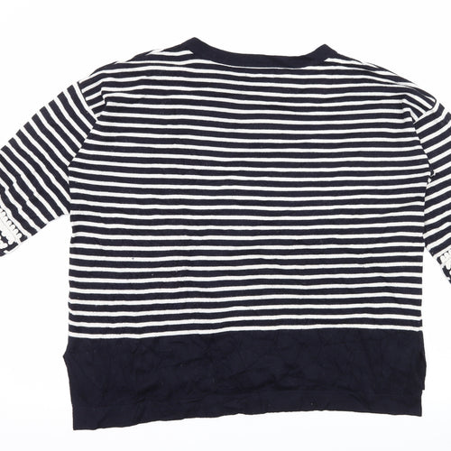 Monsoon Womens Blue Striped Knit Pullover Jumper Size M