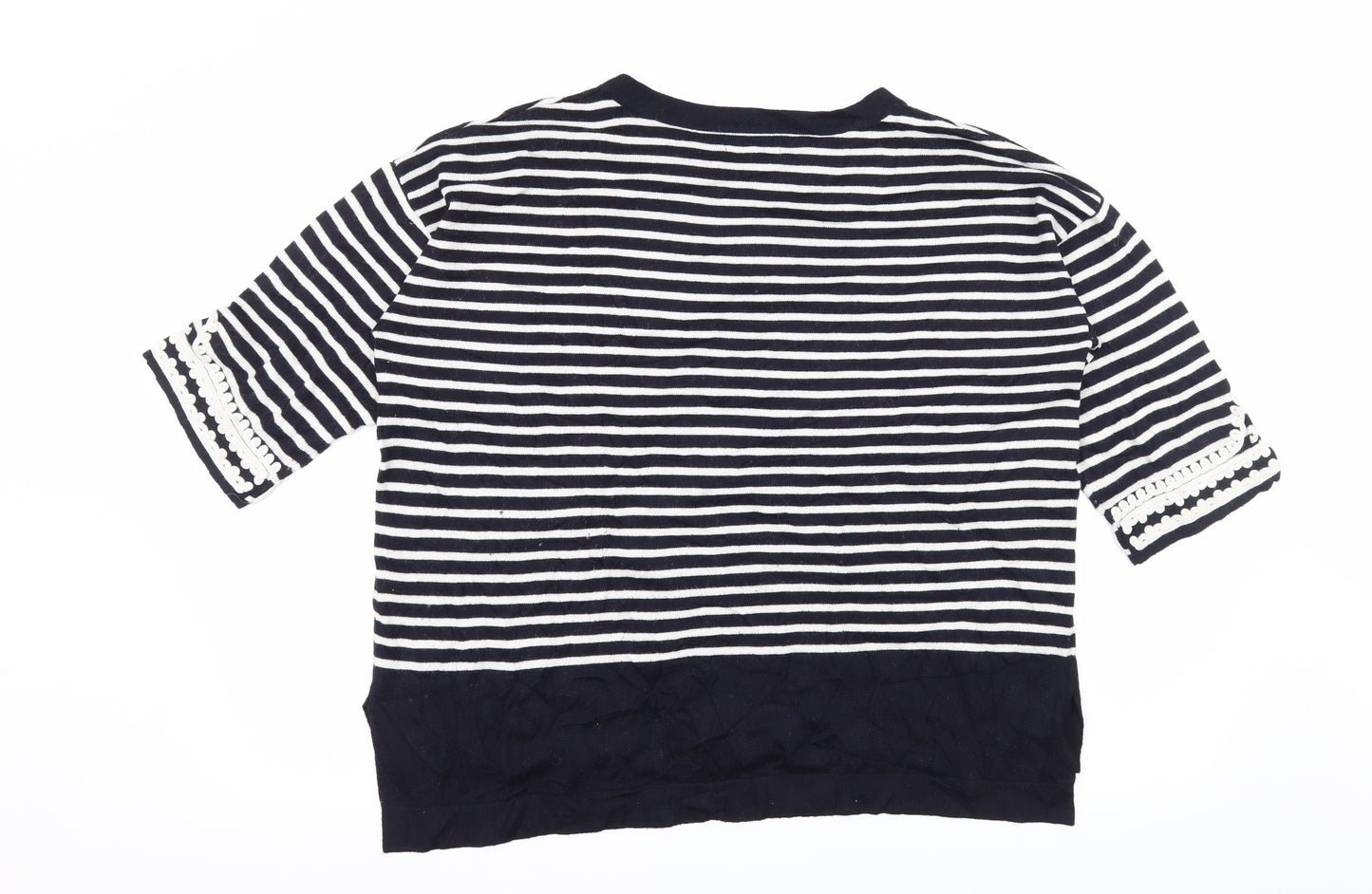 Monsoon Womens Blue Striped Knit Pullover Jumper Size M
