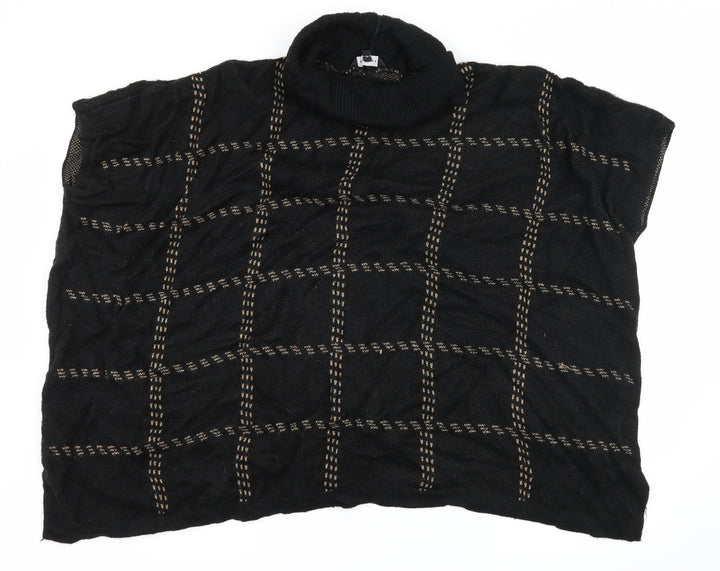 New Look Womens Black Check Knit Pullover Jumper Size M