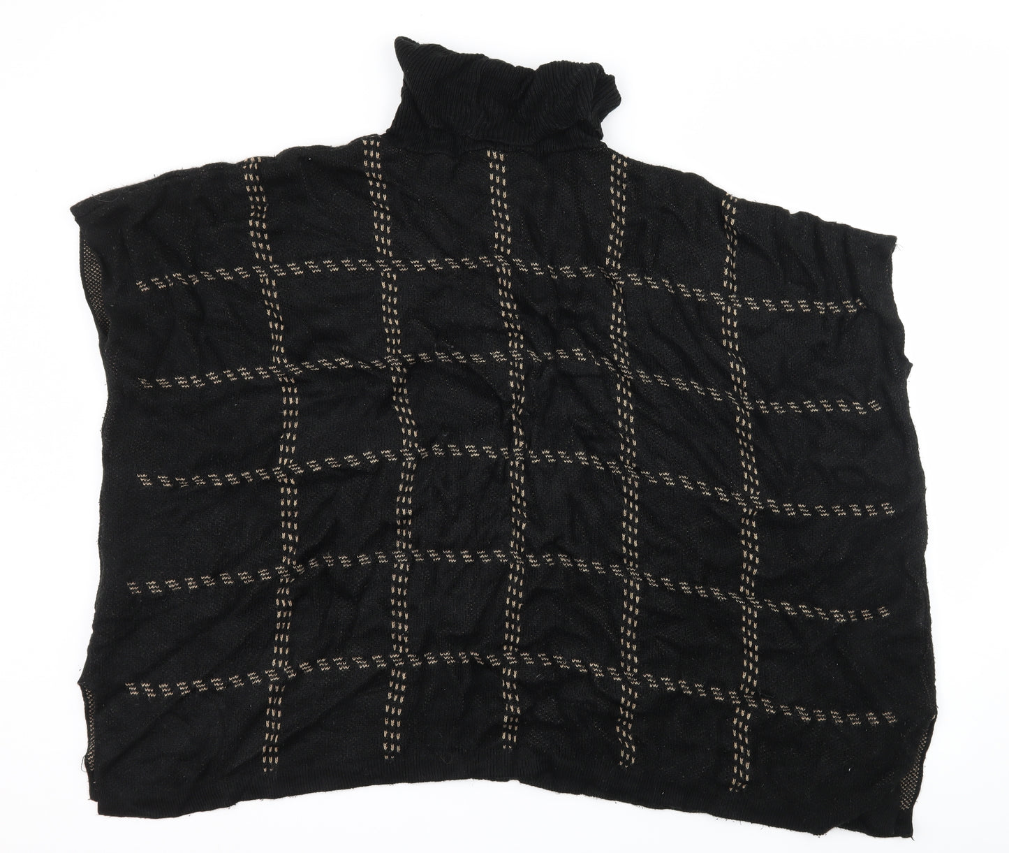 New Look Womens Black Check Knit Pullover Jumper Size M