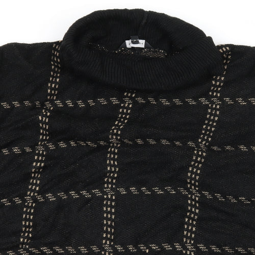 New Look Womens Black Check Knit Pullover Jumper Size M