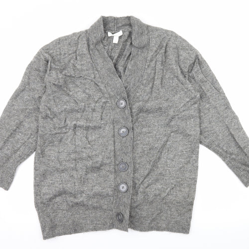 HM& Womens Grey  Knit Cardigan Jumper Size S
