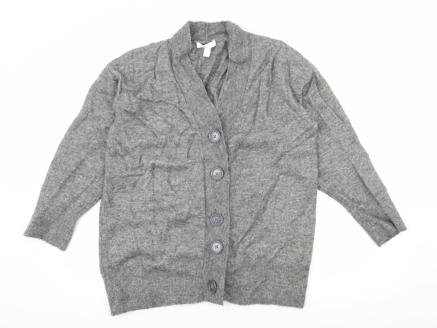 HM& Womens Grey  Knit Cardigan Jumper Size S