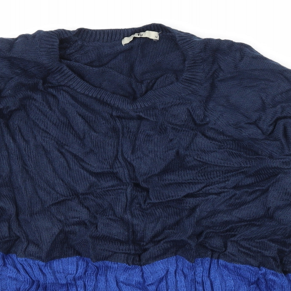 TU Womens Blue  Knit Pullover Jumper Size 14