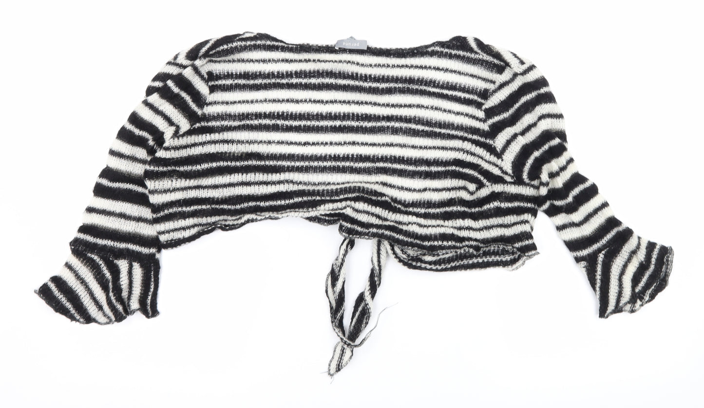 Per Una Womens White Striped Knit Cardigan Jumper Size M