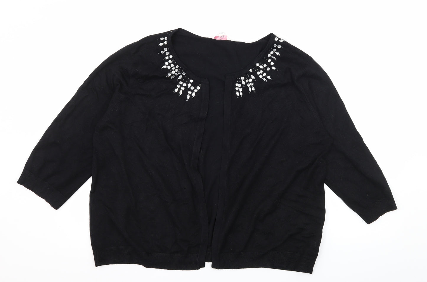 Julipa Womens Black  Knit Cardigan Jumper Size 20