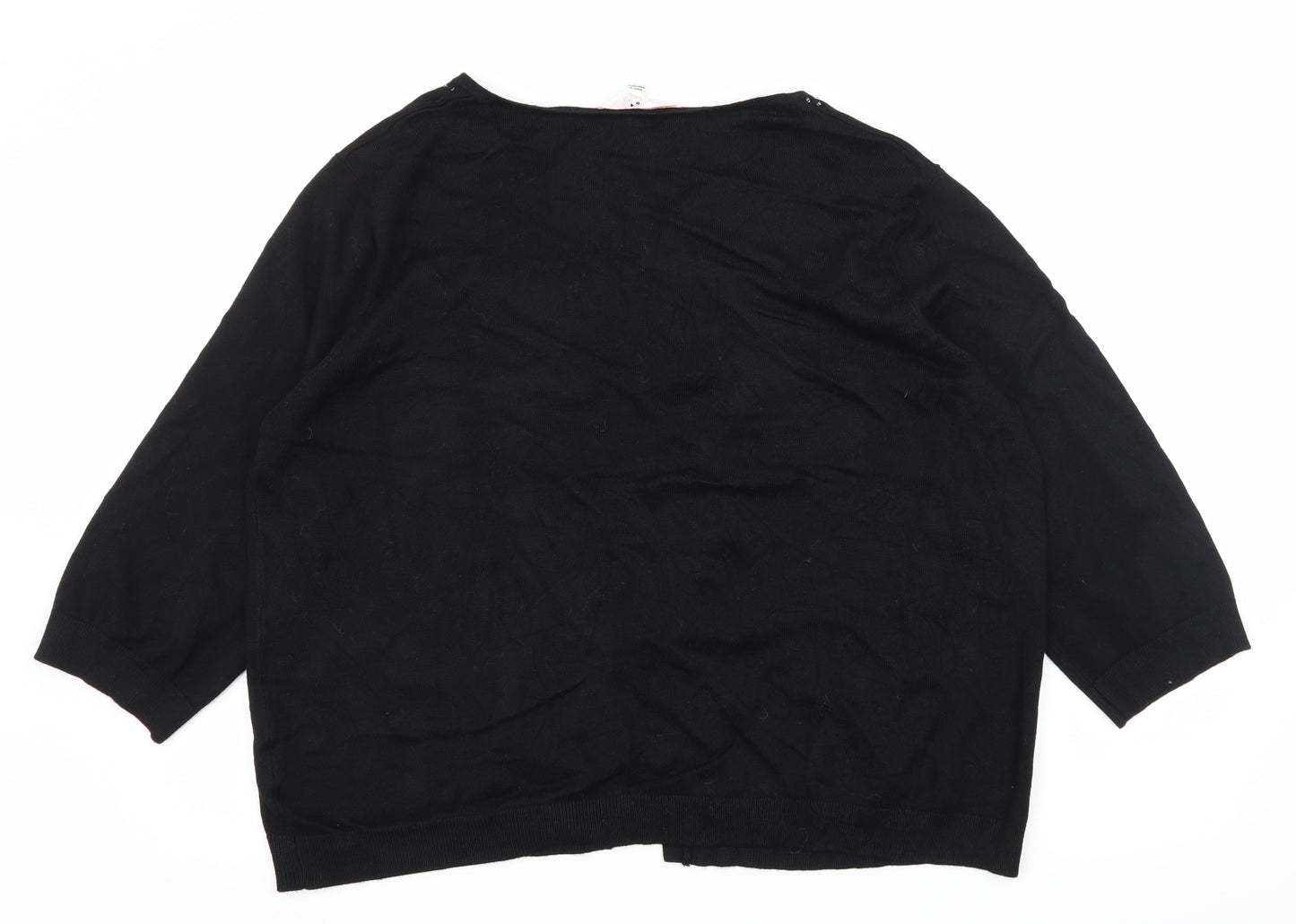 Julipa Womens Black  Knit Cardigan Jumper Size 20