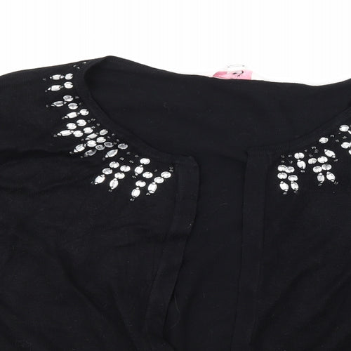 Julipa Womens Black  Knit Cardigan Jumper Size 20