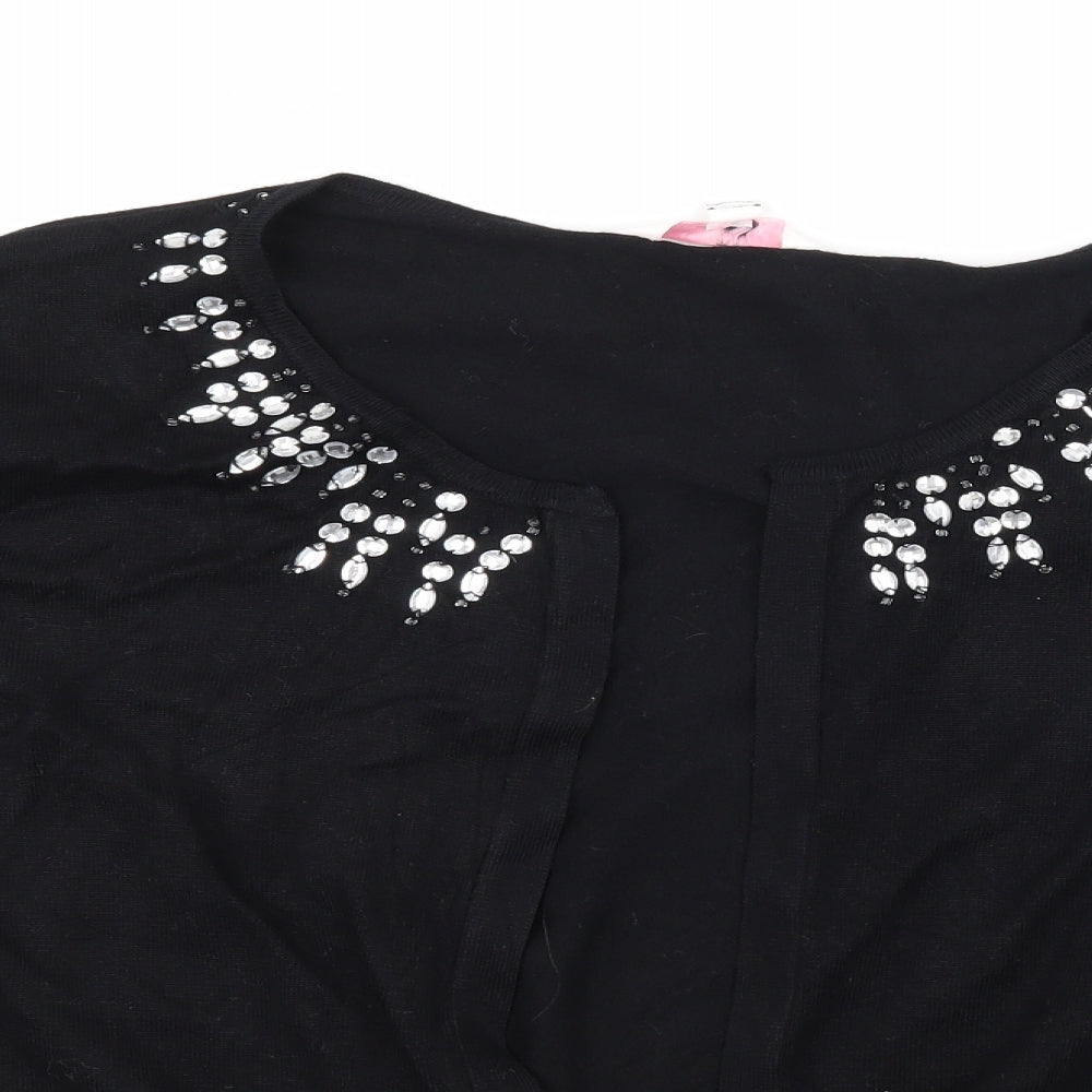 Julipa Womens Black  Knit Cardigan Jumper Size 20