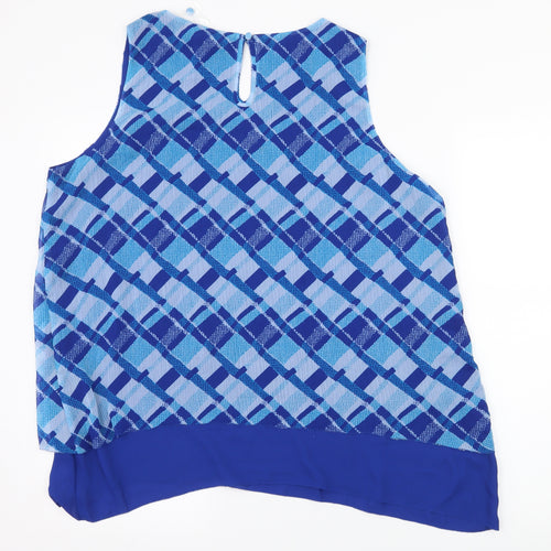 Wonder Womens Blue Check  Basic Blouse Size 16