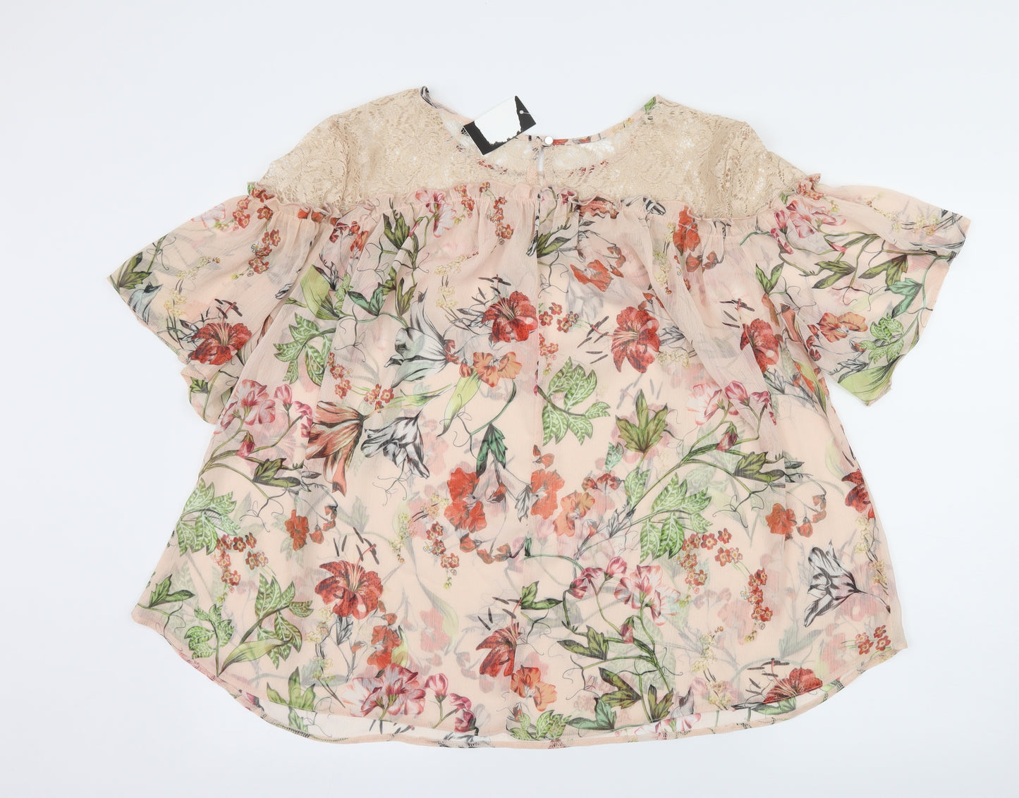 George Womens Pink Floral Chiffon Basic Blouse Size 20