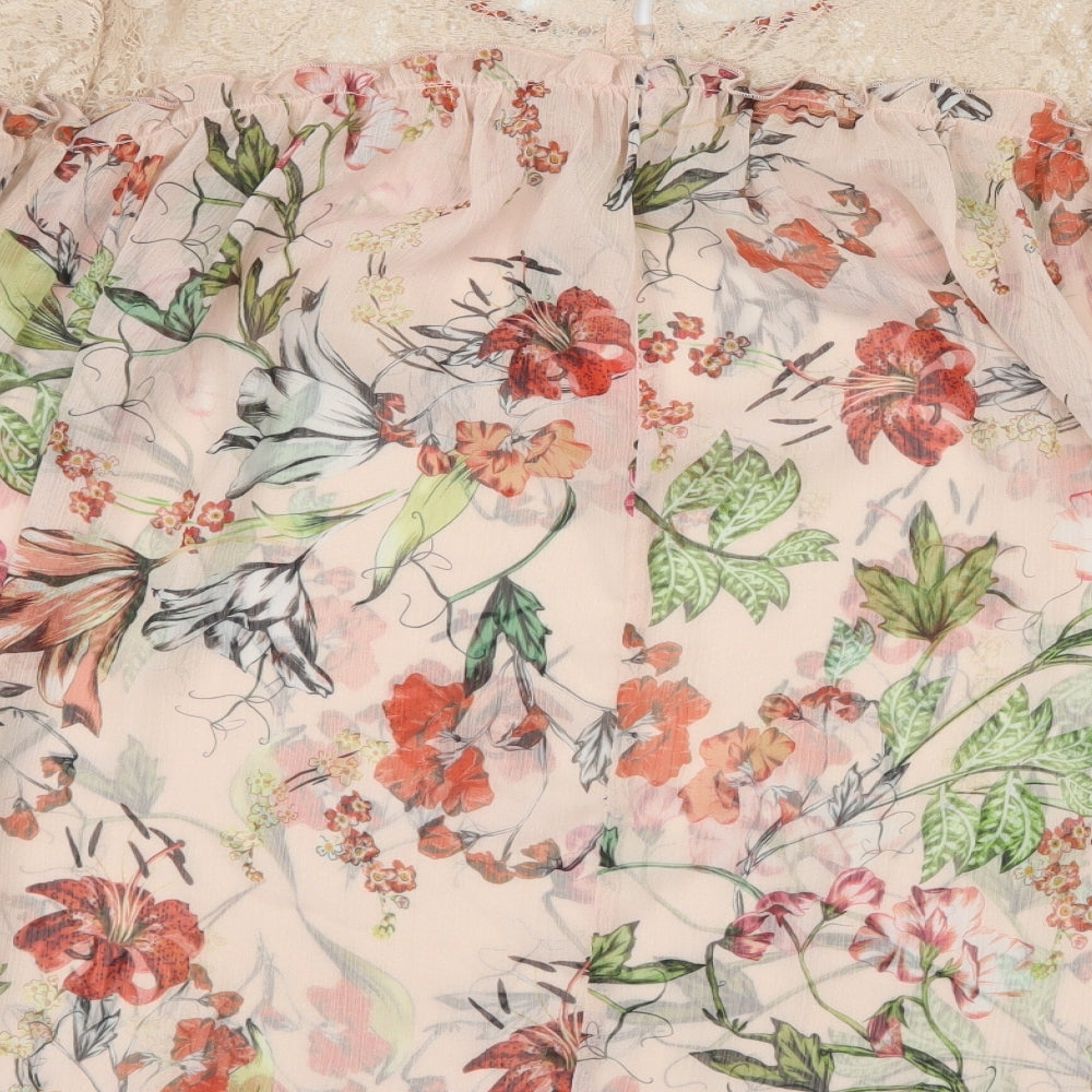 George Womens Pink Floral Chiffon Basic Blouse Size 20