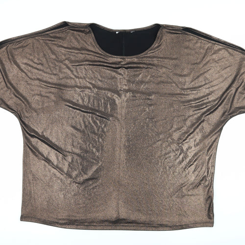 Debenhams Womens Brown   Basic T-Shirt Size 16  - Cut out sleeves