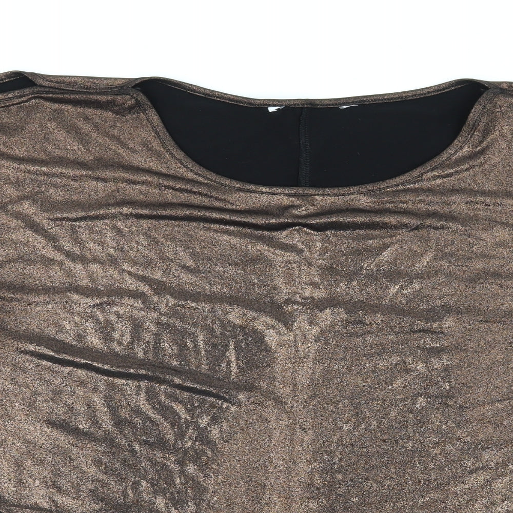 Debenhams Womens Brown   Basic T-Shirt Size 16  - Cut out sleeves